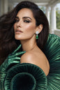 Emerald Earrings Dangle Drop Statement Moissanite CZ Green Diamond Jewelry Bride WEDDING Gift Her