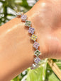 Multicolor Tennia Bracedlet Statement Light Color Mix Stone Jewelry CZ Moissanite Cubic Zirconia Wedding