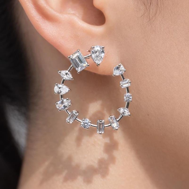 Large Moissanite Diamond Earrings Big Studs Statement Oversized Huge Cubic Zirconia CZ Engagement Jewelry