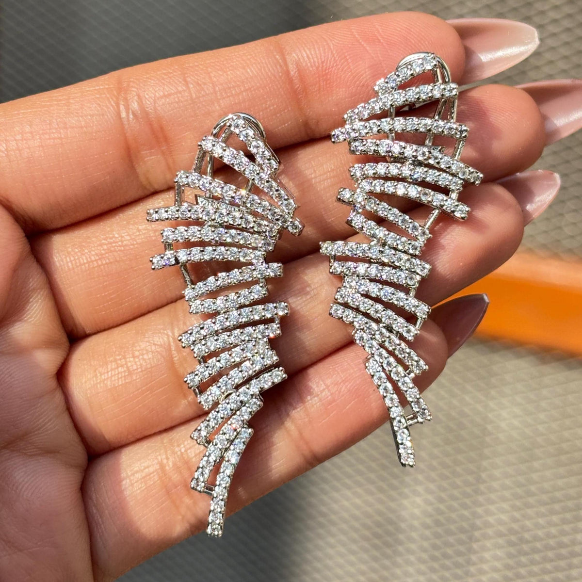 Moissanite Diamond Earrings Statement CZ Cubic Zirconia Pave Setting Moissanite Designer Inspired WEDDING Jewelry