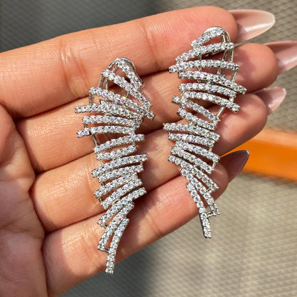 Moissanite Diamond Earrings Statement CZ Cubic Zirconia Pave Setting Moissanite Designer Inspired WEDDING Jewelry