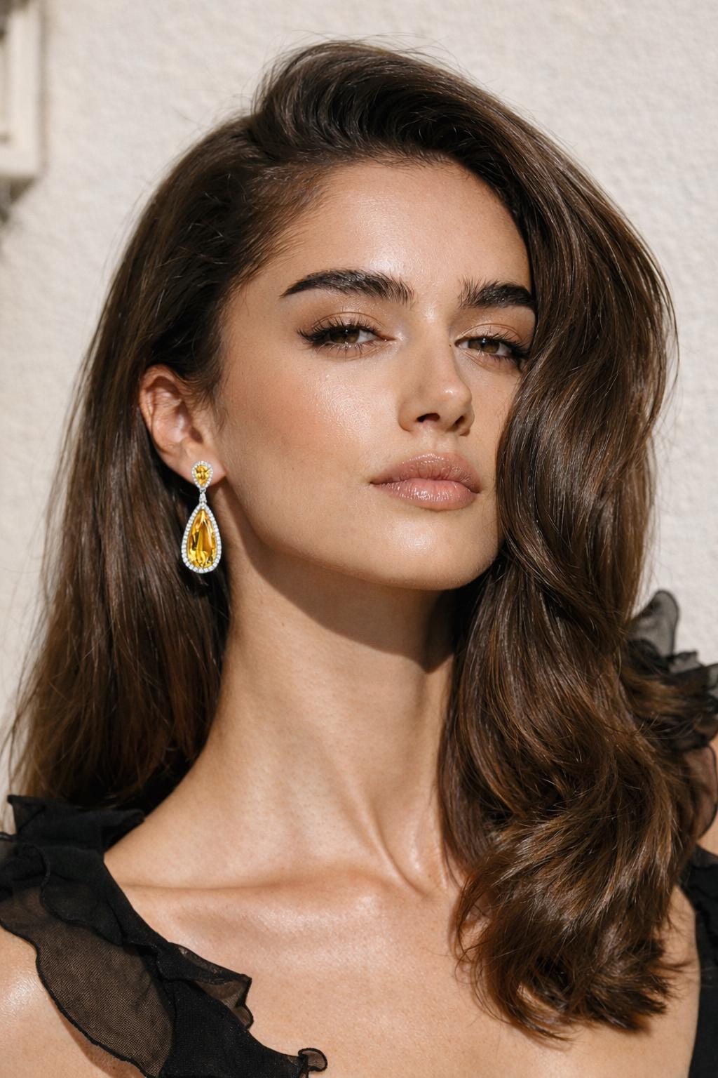 Yellow Diamond Earrings Statement CZ Moissanite Cubic Zirconia Yellow Sapphire Stone Jewelry Wedding Gift
