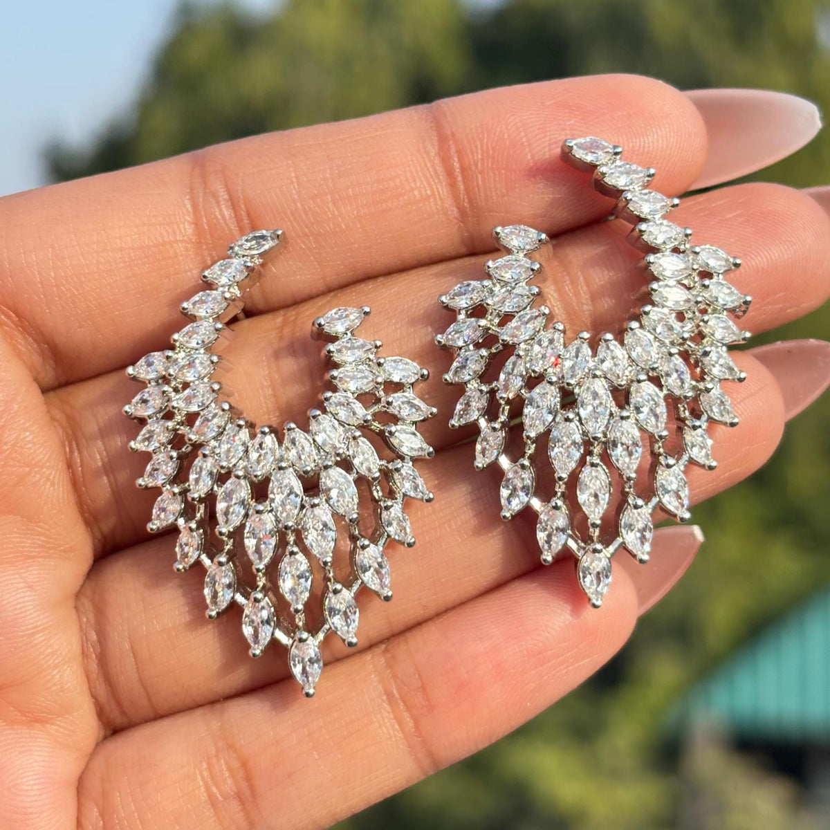 Moissanite Diamond Earrings CZ Large Cubic Zirconia Big Cocktail Jewelry Designer Bride Wedding Gift