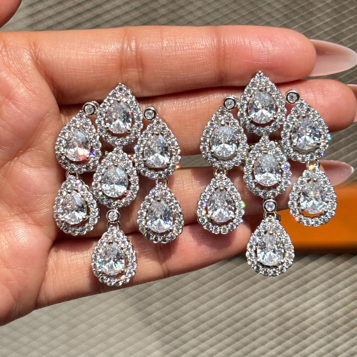 Moissanite Diamond Earrings Large Statement Teardrop Shape Cubic Zirconia Moissanite Jewelry CZ Wedding Gift
