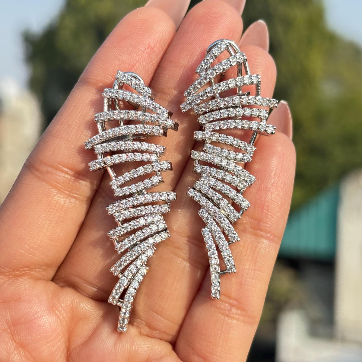 Moissanite Diamond Earrings Statement CZ Cubic Zirconia Pave Setting Moissanite Designer Inspired WEDDING Jewelry