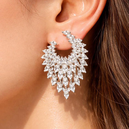 Moissanite Diamond Earrings CZ Large Cubic Zirconia Big Cocktail Jewelry Designer Bride Wedding Gift