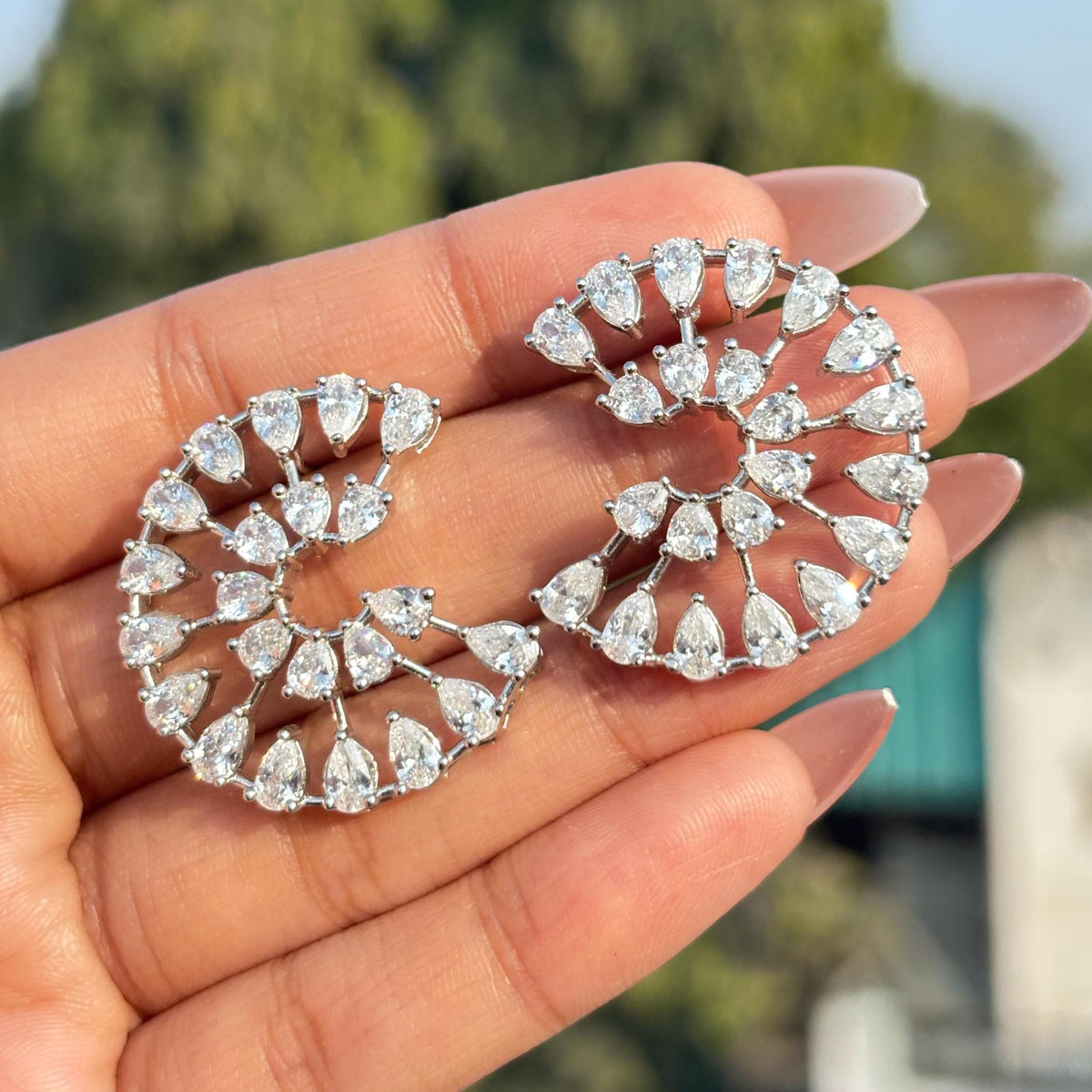 Moissanite Diamond Earrings Large Statement Studs Huge Cubic Zirconia Big Cocktail Jewelry Engagement Gift