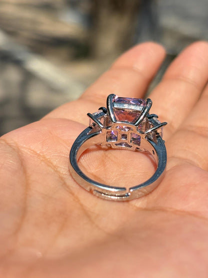 Pink Diamond Ring CZ Moissanite Statement Cubic Zirconia Pink Sapphire Stone Engagement Jewelry Wedding
