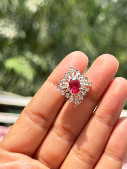 Ruby Diamond Earrings Statement Studs CZ Moissanite Small Red Stone Jewelry Birthday Gift Her
