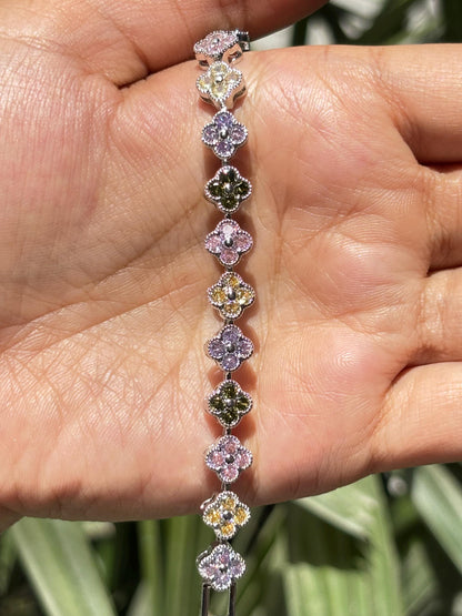 Multicolor Tennia Bracedlet Statement Light Color Mix Stone Jewelry CZ Moissanite Cubic Zirconia Wedding