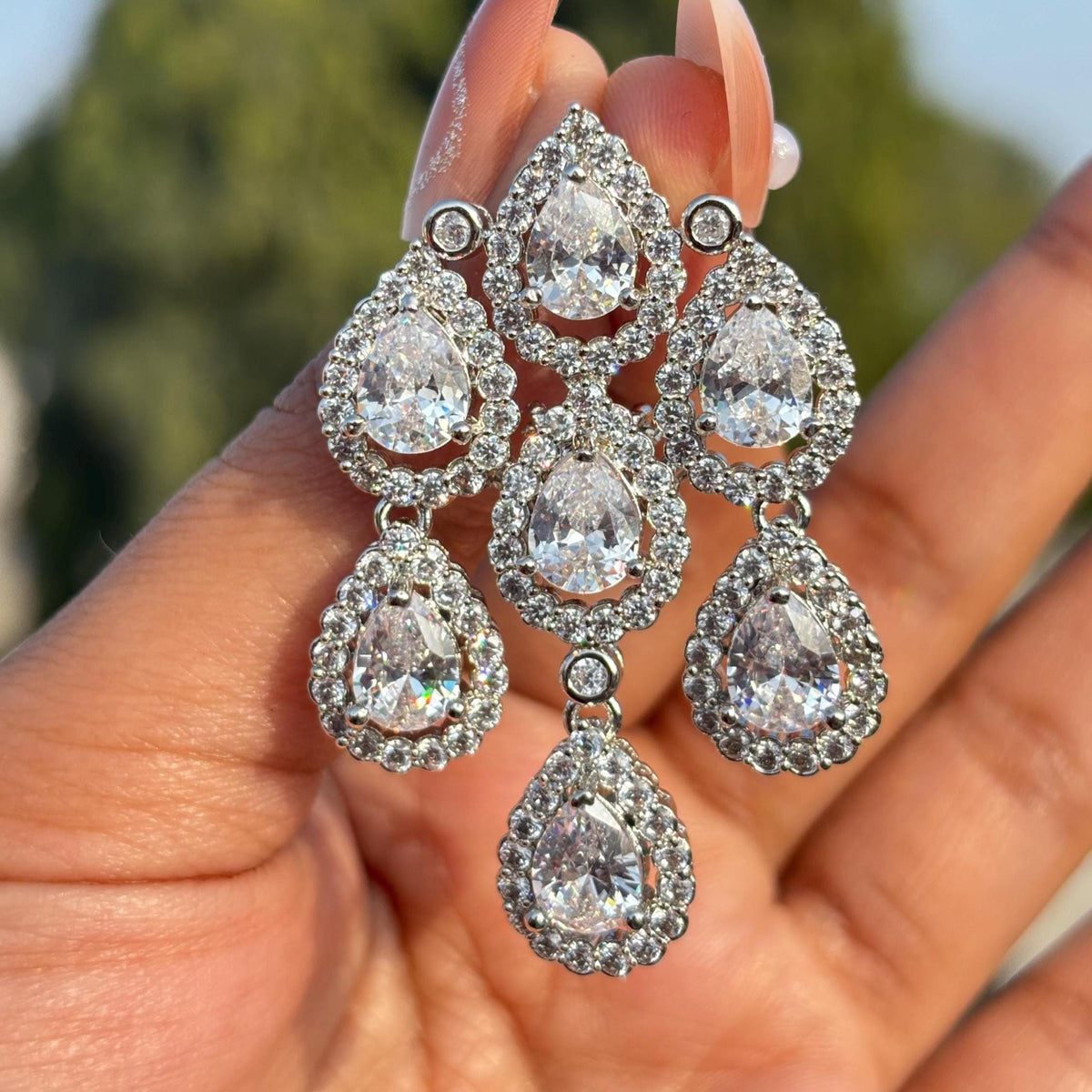 Moissanite Diamond Earrings Large Statement Teardrop Shape Cubic Zirconia Moissanite Jewelry CZ Wedding Gift
