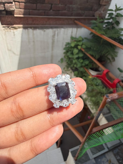 Sapphire Diamond Earrings Large Statement Studs Big Royal Blue Stone Jewelry Wedding Moissanite CZ