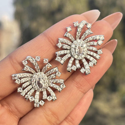 Large Moissanite Diamond Earrings Big Statement Studs Chunky CZ Oversized Cubic Zirconia Wedding Gift