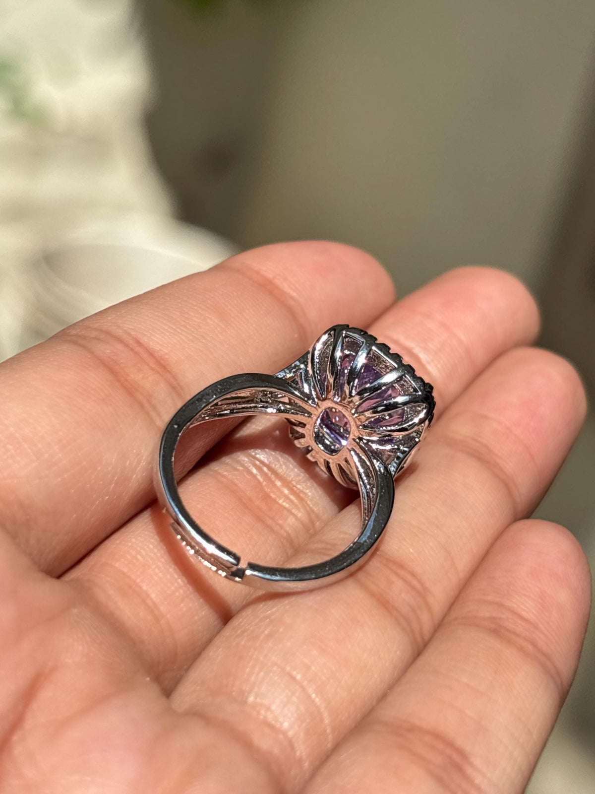 Purple Sapphire Ring Large Statement Moissanite Diamond Leavender Purple Stone Jewelry Huge Engagement Rings