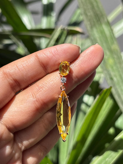 Yellow Diamond Earrings Dangle Statement Canary Stone Moissanite Cubic Zirconia Yellow Sapphire Jewelry Wedding