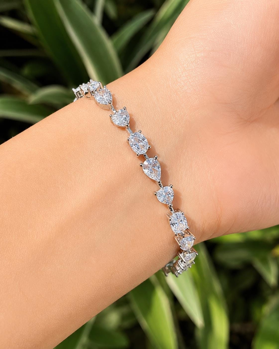Moissanite Diamond Bracelet Statement Bridal Wedding Style Multi Shape CZ Tennis Bracelet Jewelry Gift