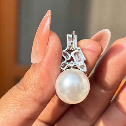 Moissanite Diamond Earrings Pearl Drop Statement Bride Wedding Cubic Zirconia Dangle Big Pearl Jewelry