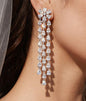 Moissanite Diamond Chandelier Earrings Large Statement Huge Dangle Drop Flower CZ Bridal Wedding Jewelry