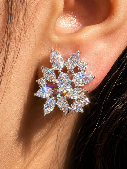 Large Moissanite Diamond Earrings Statement Studs Moissanite CZ Cubic Zirconia Designer Wedding Gift Her