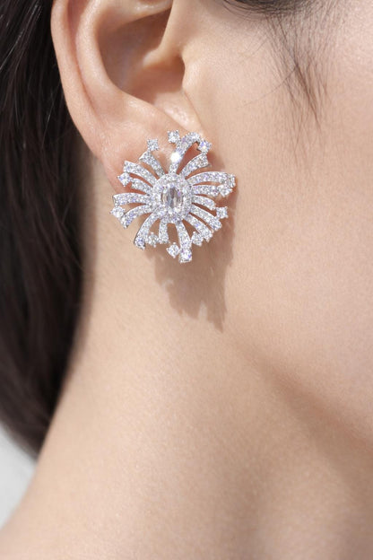 Large Moissanite Diamond Earrings Big Statement Studs Chunky CZ Oversized Cubic Zirconia Wedding Gift