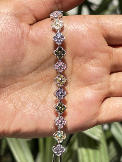 Multicolor Tennia Bracedlet Statement Light Color Mix Stone Jewelry CZ Moissanite Cubic Zirconia Wedding