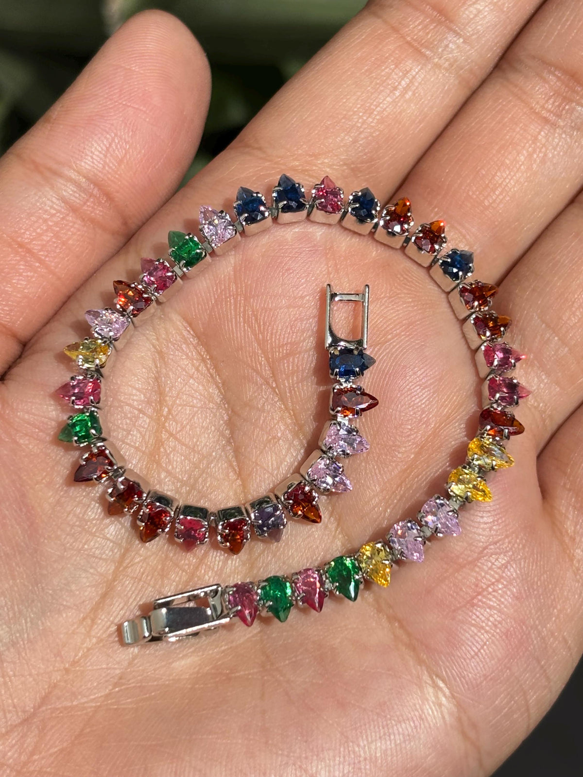 Multicolor Bracelet Statement Mix Stone Jewelry Colorful Rainbow Tennis Bracelet Cubic Zirconia Engagement Gift