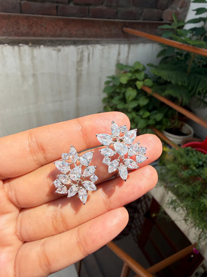 Large Moissanite Diamond Earrings Statement Studs Moissanite CZ Cubic Zirconia Designer Wedding Gift Her