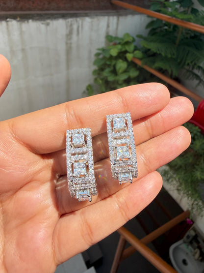 Moissanite Diamond Hoop Earrings Statement Prom Jewelry Designer Cubic Zirconia Hoops Birthday Gift Her