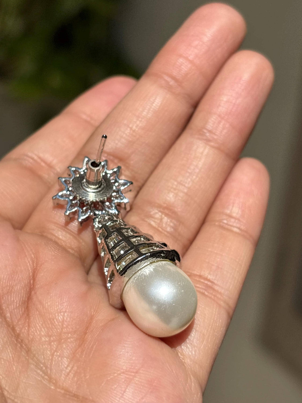 Moissanite Diamond Pearl Drop Earrings Statement Dangle Pearl Cubic Zirconia CZ Bride Wedding Jewelry