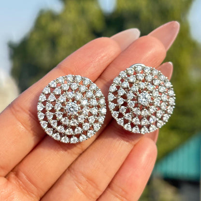 Large Moissanite Diamond Earrings Statement Studs Big Chunky CZ Cubic Zirconia Designer Wedding Gift