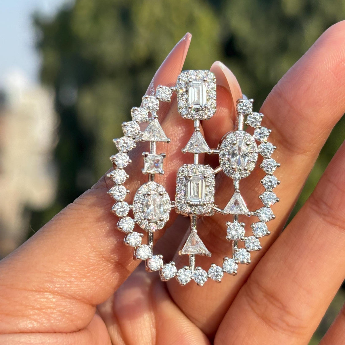 Large Moissanite Diamond Earrings Statement Oversized Studs Big Chunky CZ Designer Bride Wedding Gift