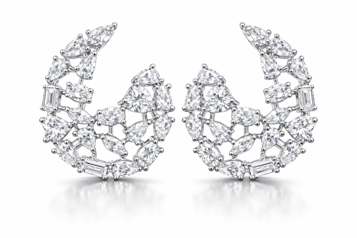 Moissanite Stateemnt Earrings CZ Cubic Zirconia Earrings Large Big Mix Stone Jewelry Wedding Gift