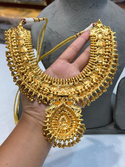 Indian Bridal Necklace Antique Jewelry Choker South India Jewelry Temple Gold Plated Traditional Set
