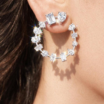 Large Moissanite Diamond Earrings Big Studs Statement Oversized Huge Cubic Zirconia CZ Engagement Jewelry