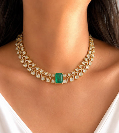 Polki Necklace Emerald Doublet Kundan Choker Sabyasachi Inspired Moissanite Polki Diamond Green Indian Jewelry