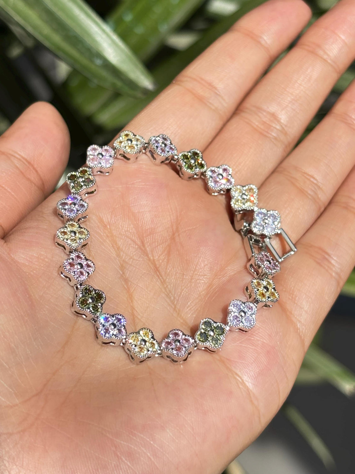 Multicolor Tennia Bracedlet Statement Light Color Mix Stone Jewelry CZ Moissanite Cubic Zirconia Wedding