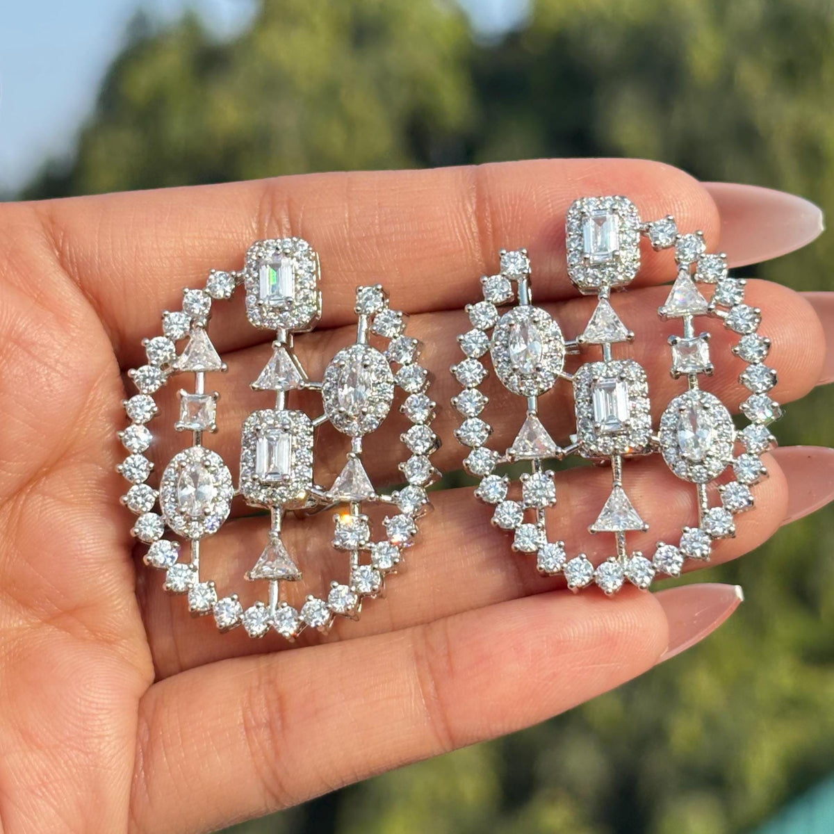 Large Moissanite Diamond Earrings Statement Oversized Studs Big Chunky CZ Designer Bride Wedding Gift