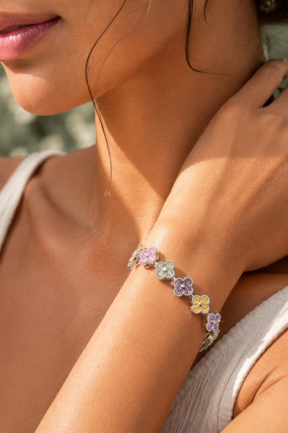 Multicolor Tennia Bracedlet Statement Light Color Mix Stone Jewelry CZ Moissanite Cubic Zirconia Wedding