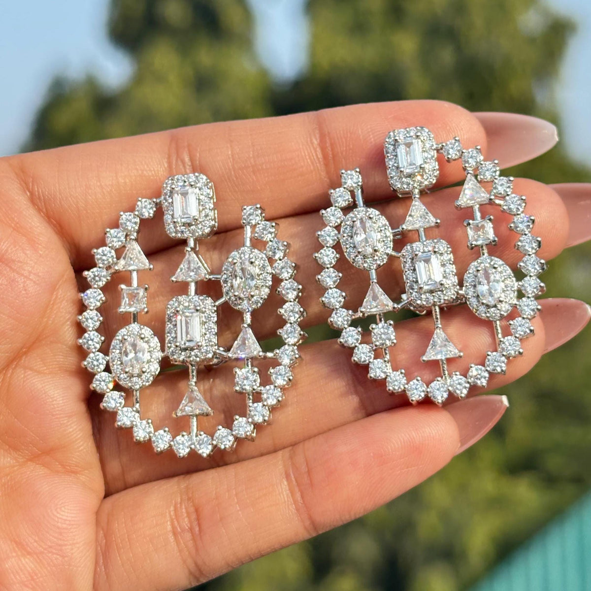 Large Moissanite Diamond Earrings Statement Oversized Studs Big Chunky CZ Designer Bride Wedding Gift
