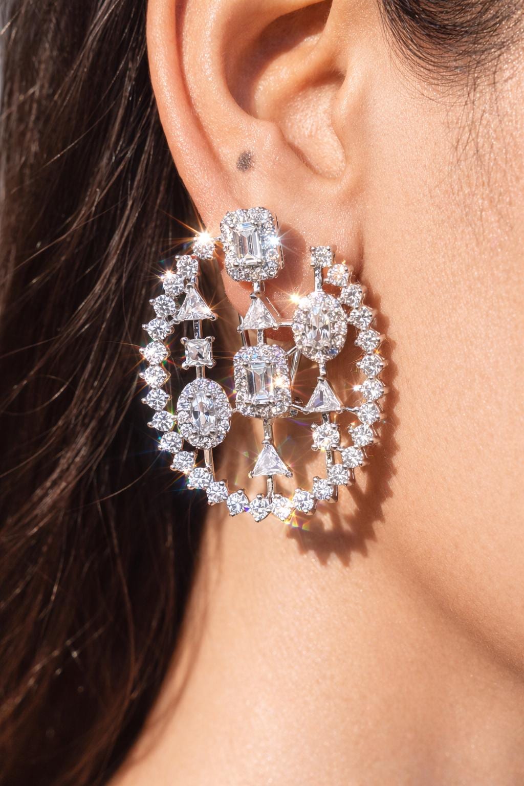 Large Moissanite Diamond Earrings Statement Oversized Studs Big Chunky CZ Designer Bride Wedding Gift