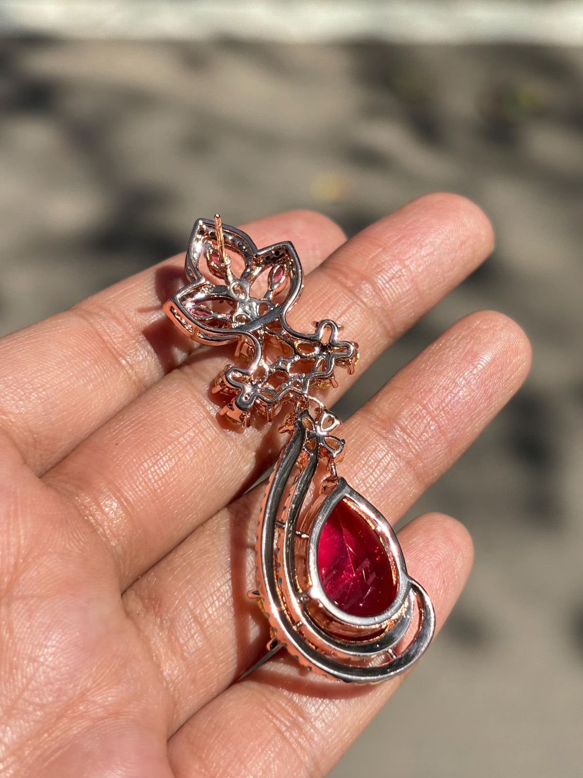 Red Diamond Earrings Turquoise Statement Chandelier Multicolor Ruby Stone Long  Moissanite Red Sapphire Jewelry
