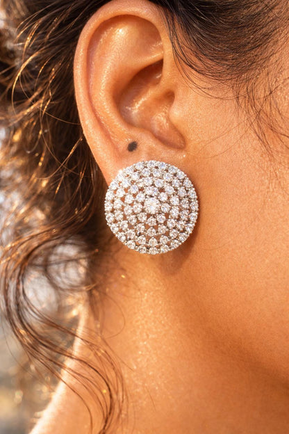 Large Moissanite Diamond Earrings Statement Studs Big Chunky CZ Cubic Zirconia Designer Wedding Gift
