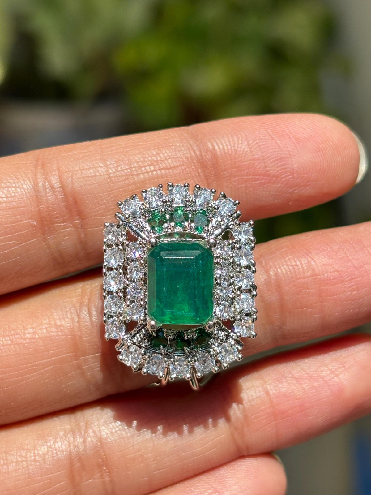 Large Emerald Doublet Earrings Statement Studs Moissanite Diamond Green Paraiba Tourmaline Cubic Zirconia Jewelry