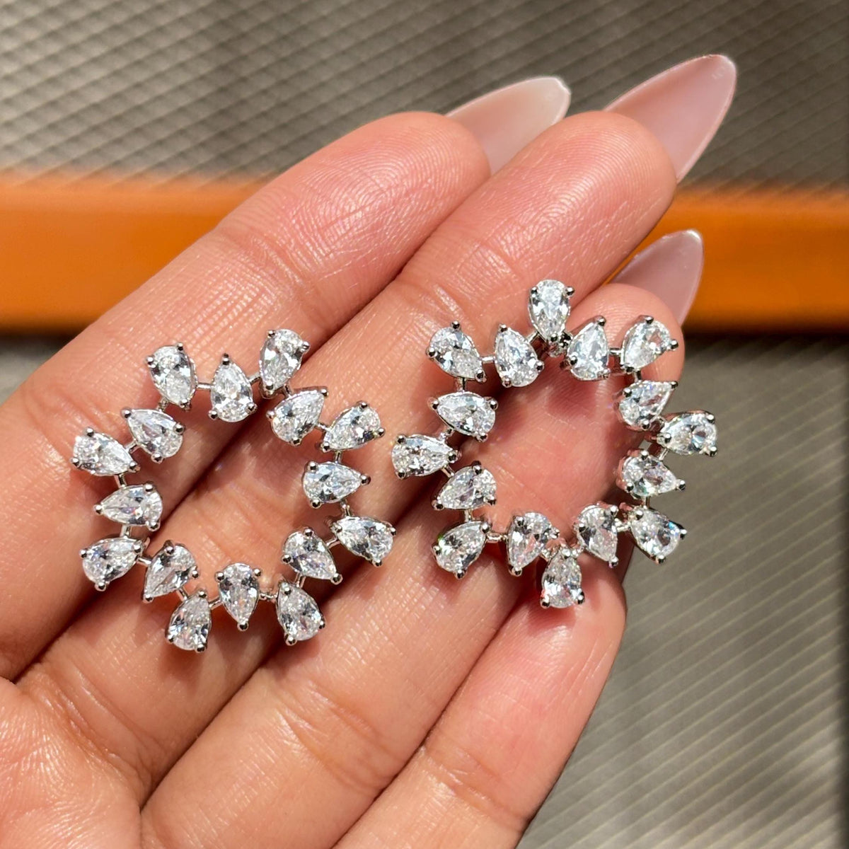 Moissanite Diamond Earrings Large Statement Studs Circle Shape CZ Cubic Zirconia Cocktail Wedding Gift