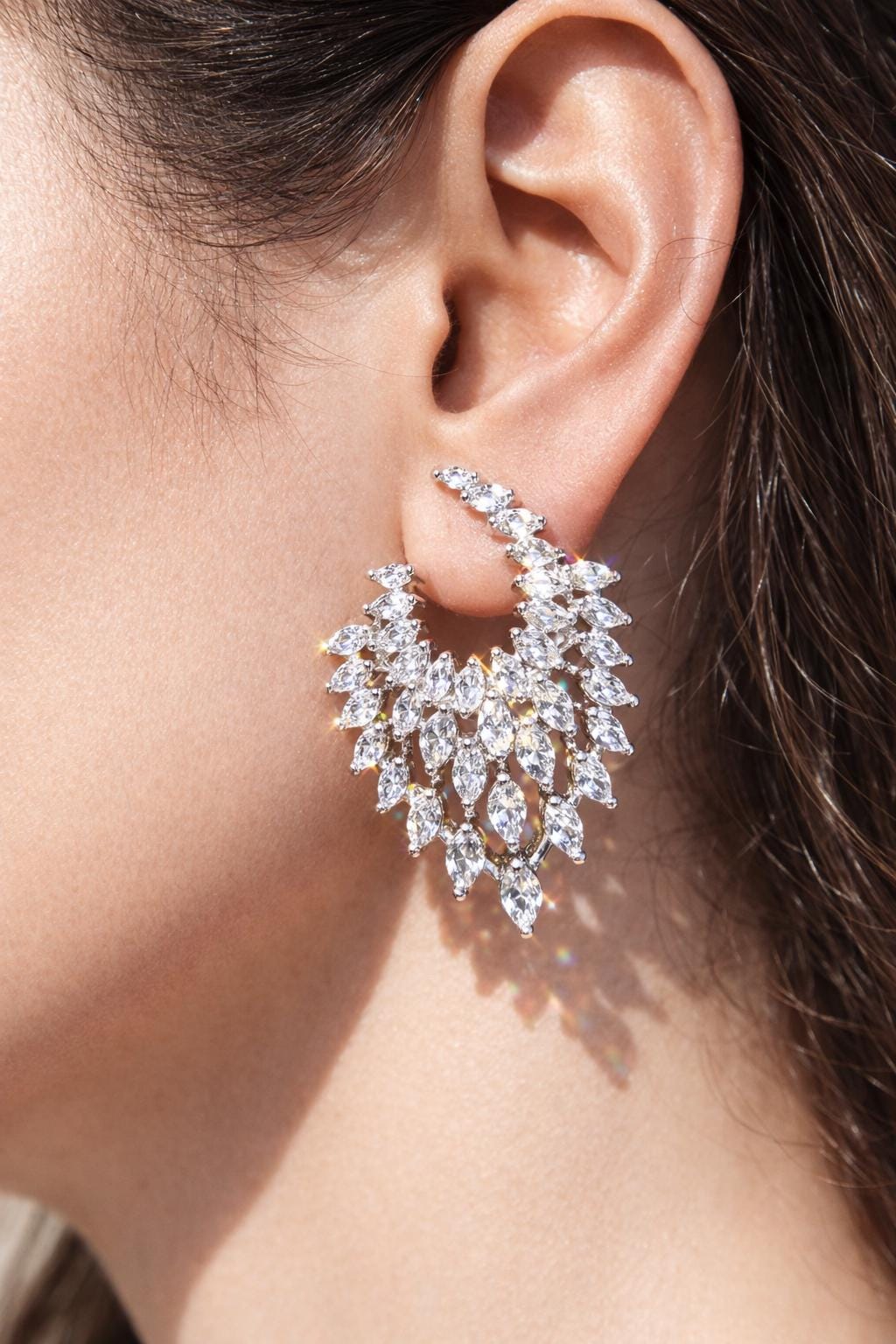 Moissanite Diamond Earrings CZ Large Cubic Zirconia Big Cocktail Jewelry Designer Bride Wedding Gift