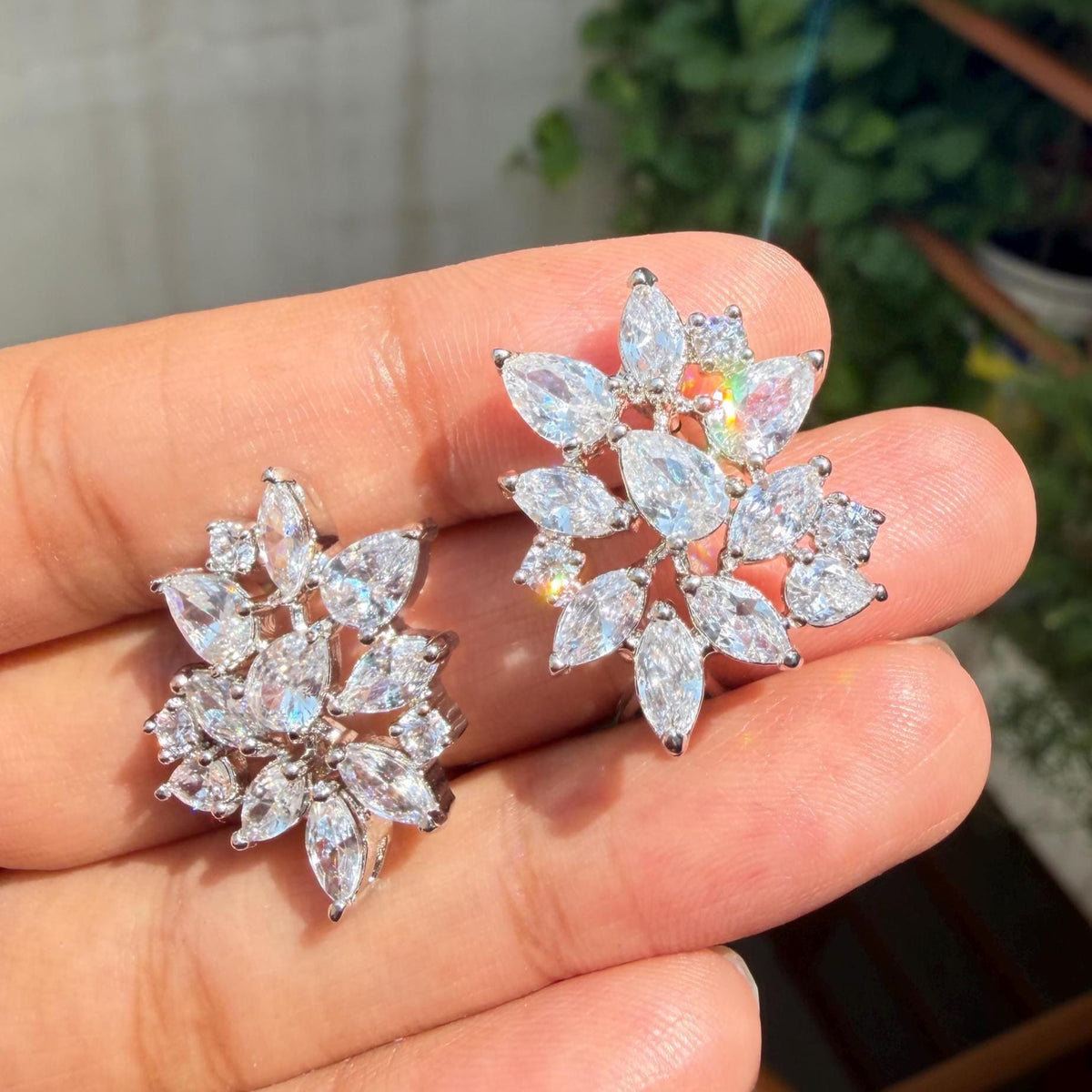 Large Moissanite Diamond Earrings Statement Studs Moissanite CZ Cubic Zirconia Designer Wedding Gift Her