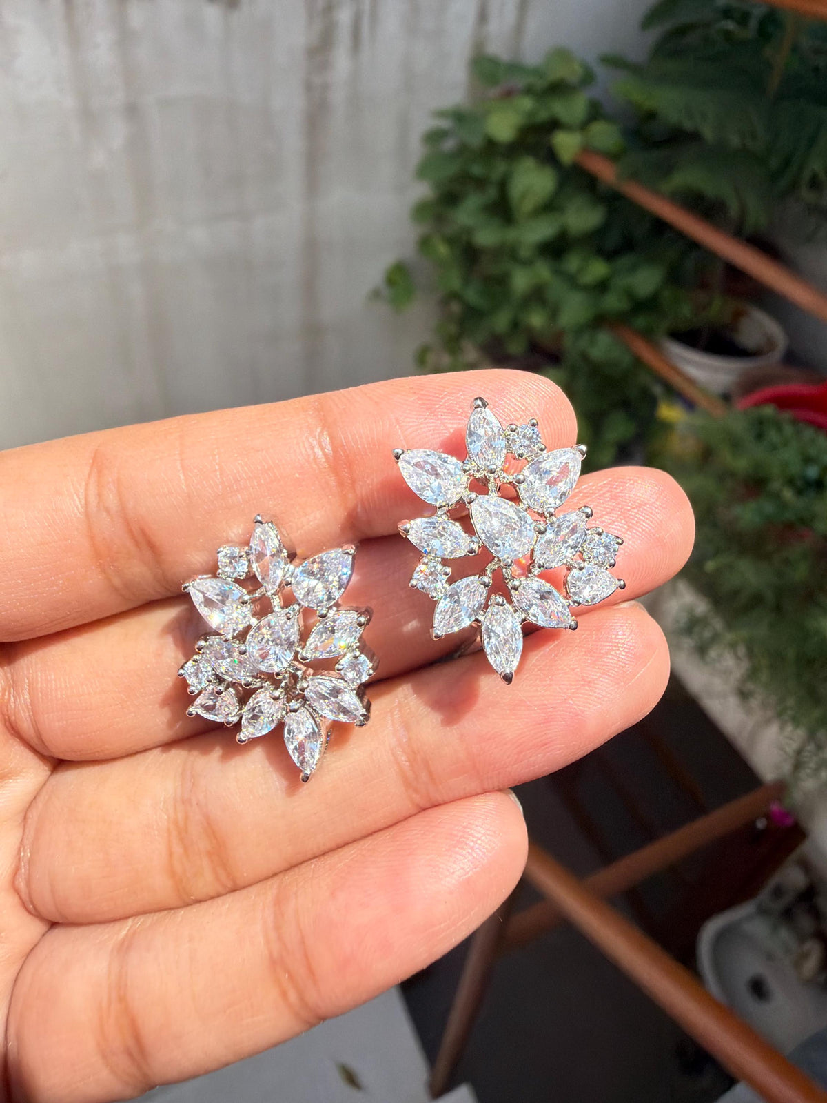 Large Moissanite Diamond Earrings Statement Studs Moissanite CZ Cubic Zirconia Designer Wedding Gift Her
