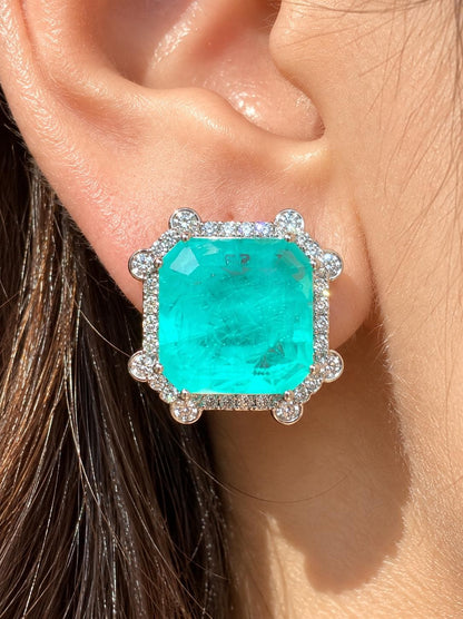 Emerald Doublet Earrings Statement Studs Moissanite Diamond Green Paraiba Tourmaline Designer Cubic Zirconia Jewelry