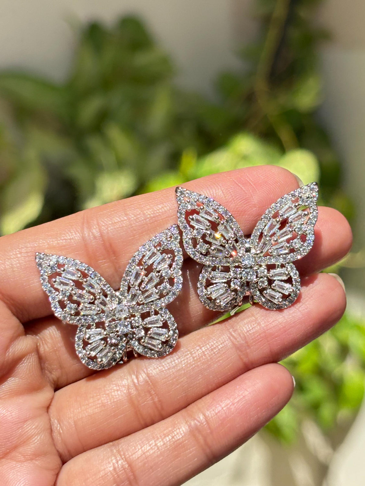 Large Butterfly Earrings CZ Moissanite Diamond Statement Studs Big Butterfly Shape Cocktail Jewelry Gift