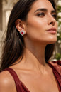 Ruby Diamond Earrings Statement Studs CZ Moissanite Small Red Stone Jewelry Birthday Gift Her